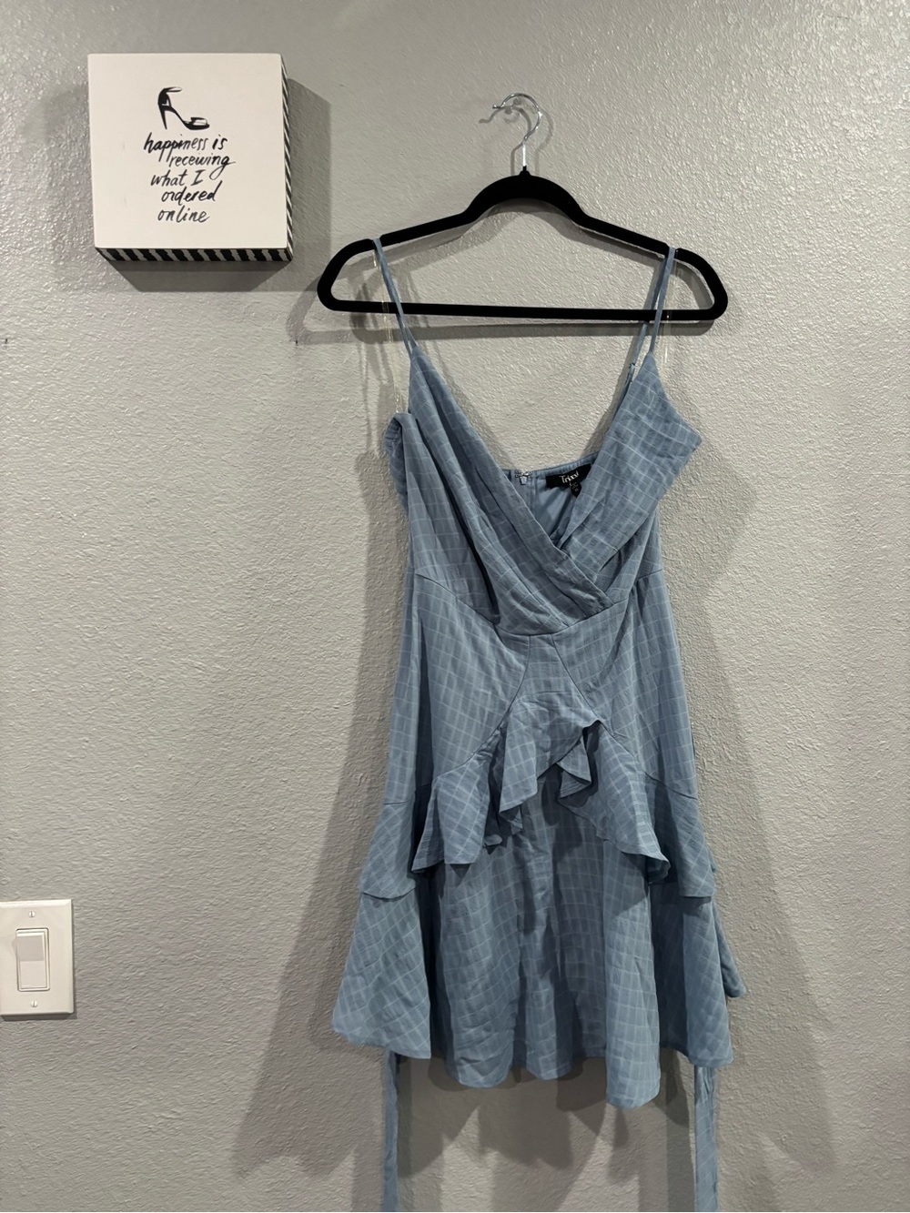 Trixxi Light Blue Ruffle Wrap Mini Dress